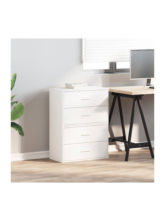 Wooden Chest of Drawers with 4 Drawers White 60x31x60cm