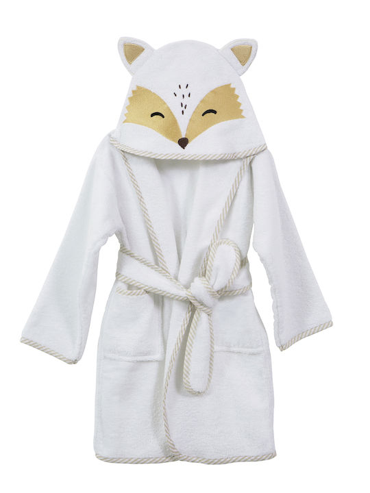 Nima Hooded Baby Bathrobe White