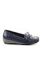 Leather Women's Moccasins in Blue Color