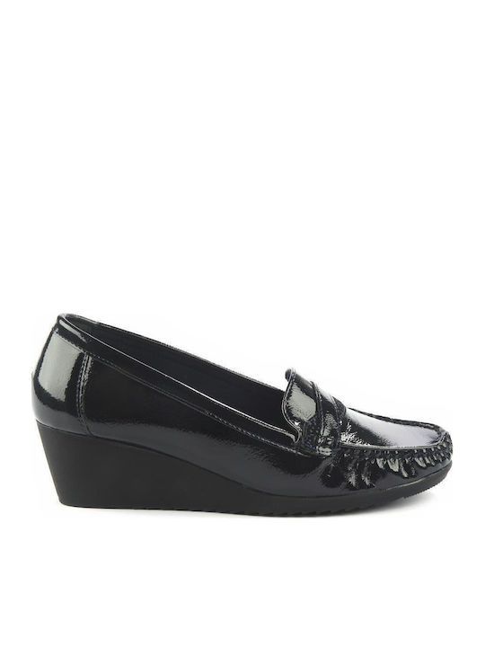 Leather Women's Moccasins in Blue Color