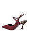 Satin Pumps mit Riemen & Stiletto Burgundisch