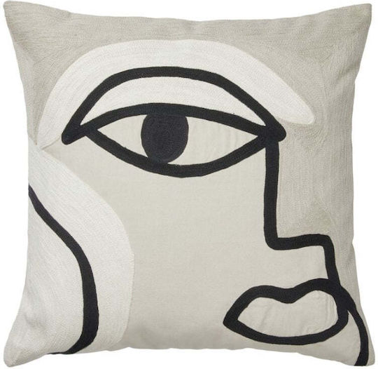 Broste Copenhagen Decorative Pillow Case Black / Beige 50x50cm