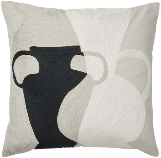 Broste Copenhagen Decorative Pillow Case Black/beige 50x50cm