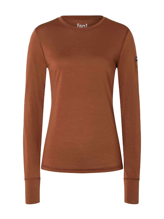Super.Natural Bluza termica pentru femei cu maneci lungi Maro