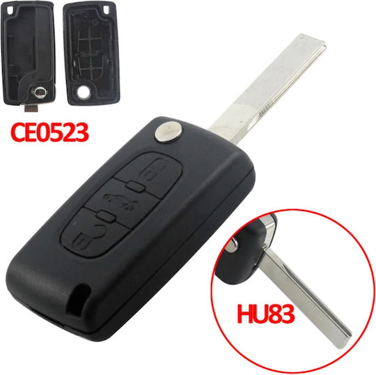Car Key Shell with Blade with 3 Buttons for Citroen / Peugeot