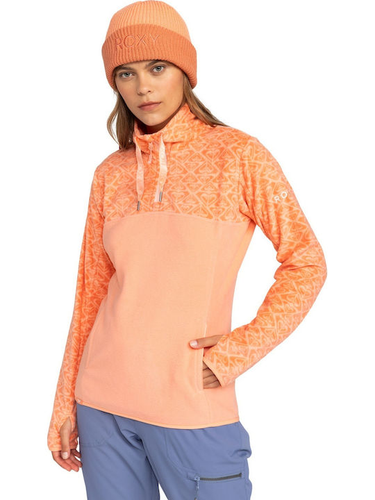 Sayna Women's Fleece Blouse Long Sleeve with Zipper Peach Pink