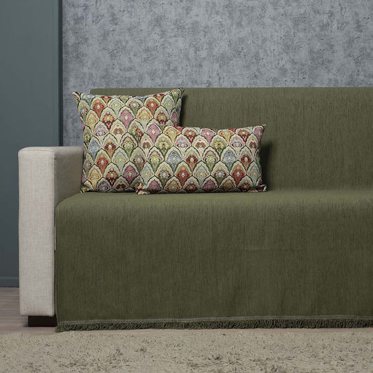 Cotone Solo Sesselüberwurf Chenille 170x170cm Grünes
