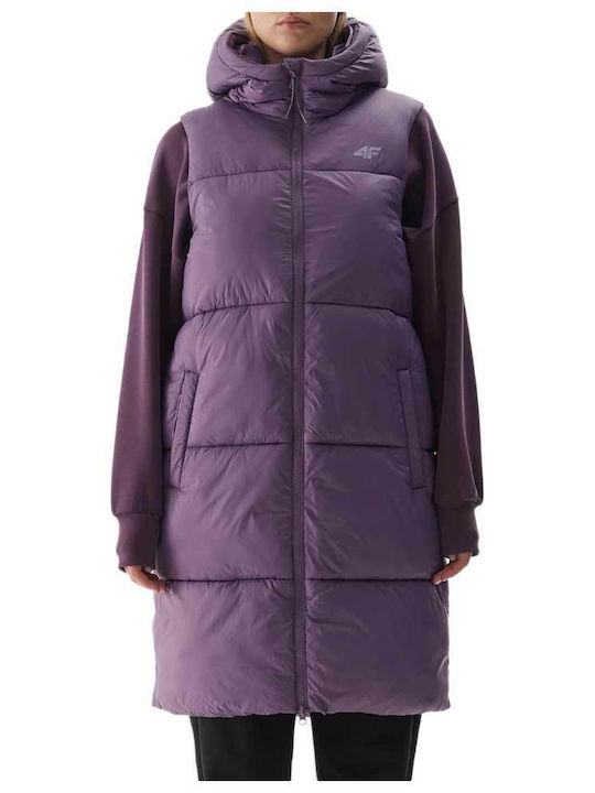 4F Women's Long Puffer Jacket Waterproof for Wi...
