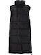 Lang Damen Ärmellos Puffer Jacke Wasserdicht für Winter Black