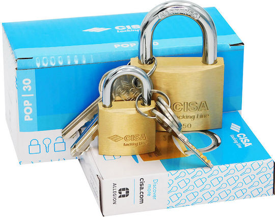 Cisa Locking Line Padlock Brass with Key 40mm 1pcs
