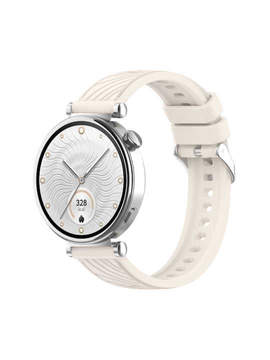 Силиконова каишка с текстура на ивици за Huawei Watch GT 5 41mm, 18mm, Starlight