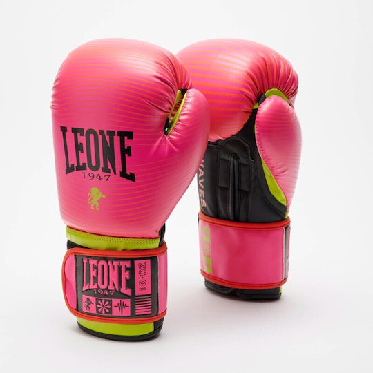 Leone 1947 Boxhandschuhe aus Synthetikleder für Kampf Rosa