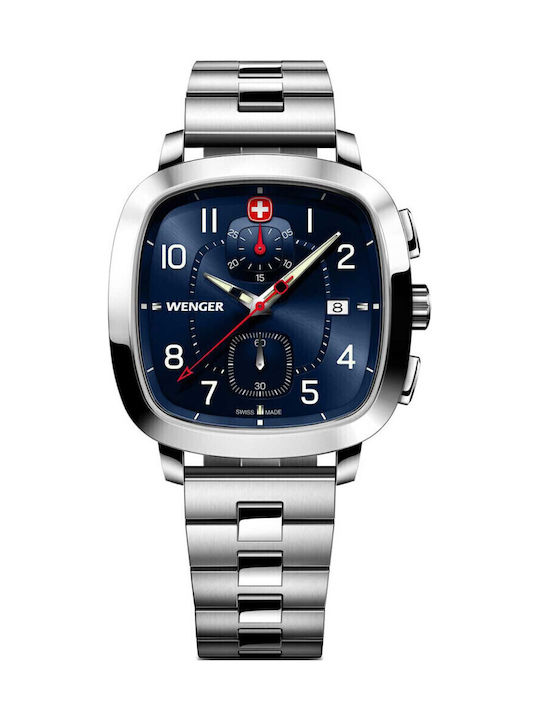 Wenger Vintage Men's Watch Chronograph Battery with Silver Metal Bracelet