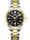 Herrenuhr 40 mm mit Batterie und goldenem Edelstahlarmband