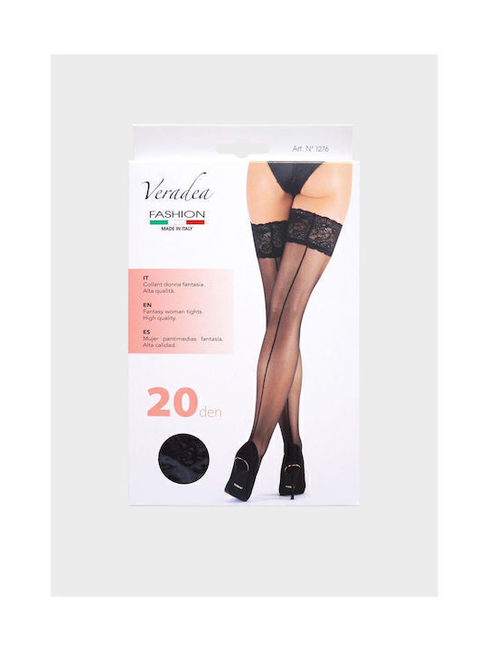 Ciorapi lungi dama 20 Den Black Cu dungi