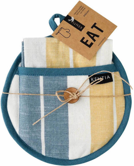 Kentia Kitchen Set 2 Pieces Pot Holder Fabric Blue 2pcs