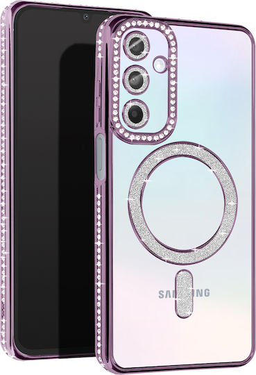 Avizar Diamond Case for Samsung Galaxy A15 Magsafe with Rhinestones in Purple