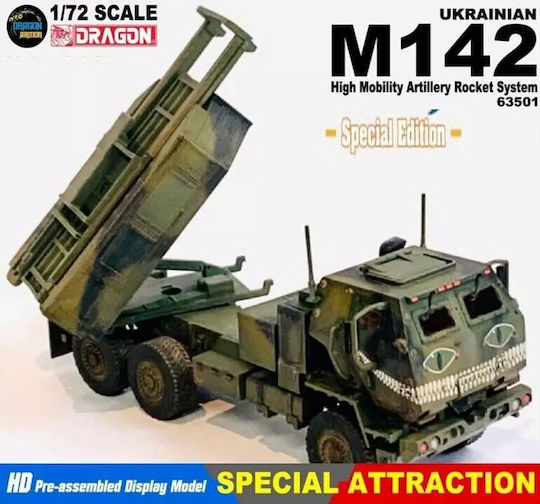 Dragon Models M142 Himars Ukrainian Army, Ukraine 2023, Special Edition Modeling Figure Truck in Scale 1:72 14.2x4cm.