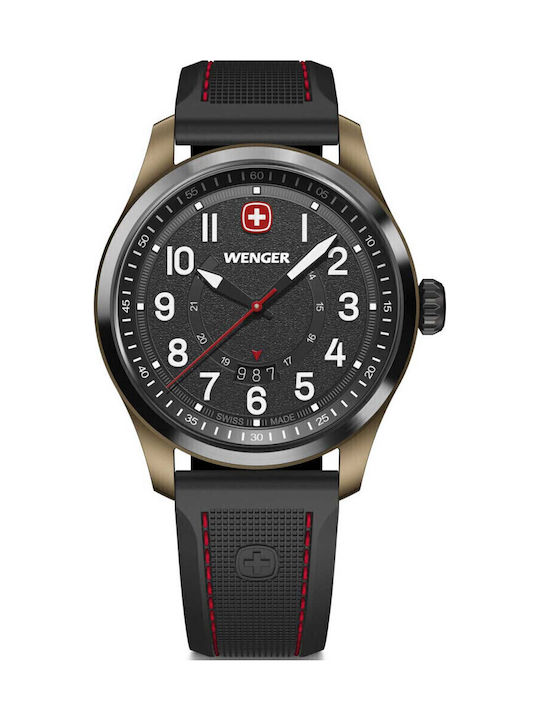 Wenger Men's Watch Battery with Black Rubber Strap