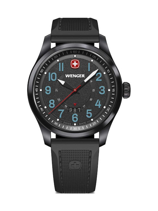 Wenger Men's Watch Battery with Black Rubber Strap