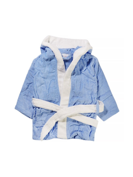 Minilori Baby Kids Hooded Bathrobe Light Blue