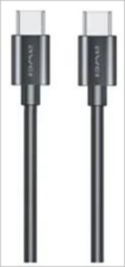 Awei USB 2.0 Kabel USB-C männlich - USB-C 60W Schwarz 1m