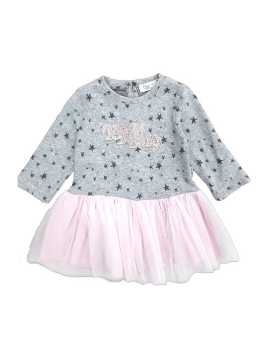 Children's Dress Long Sleeve Tulle Pink, Grey