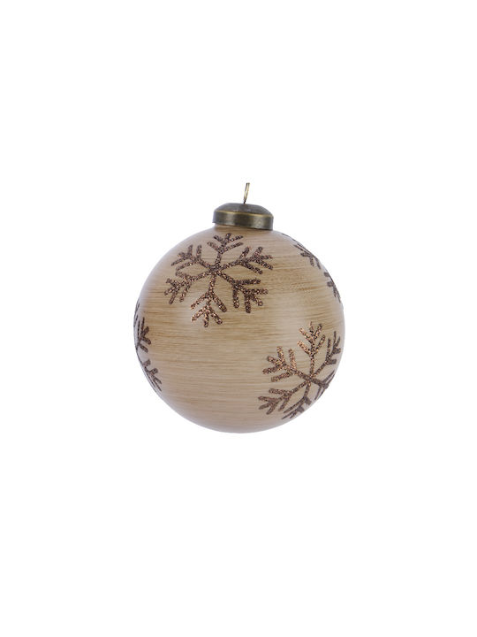 Decorative Hanging Snowflake Ornament Glass Brown-Beige 8cm