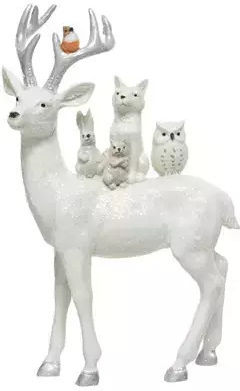 Kaemingk Weihnachtliche Kunststoff Figur Hirsche Weiß Höhe 40cm