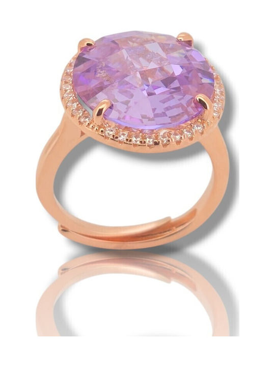 Mentzos Ring with Zircon made of Silver Gold Plated