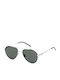 Belstaff Men's Sunglasses with Silver Metal Frame and Green Lens