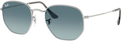 Ray Ban Hexagonal Ochelari de soare Argintiu cu Cadru & Albastru Lentilă