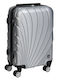 Keskor Cabin Hard Silver Suitcase with 4 Wheels Height 56cm