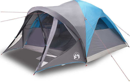 vidaXL Camping Tent Tunnel Blue 3 Seasons for 6 People 411x325x180cm