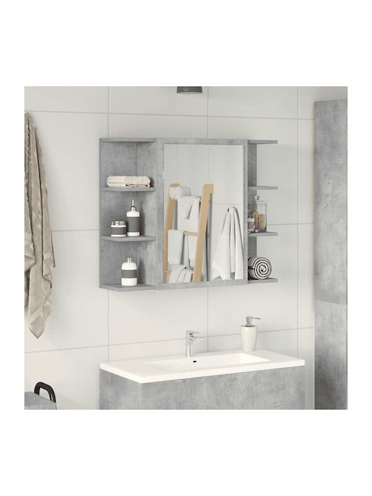vidaXL Badezimmerspiegel aus Spanplatte mit Regal & Schrank 80x20.5cm Gray