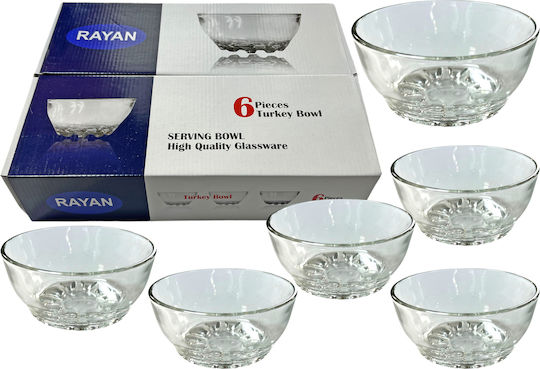 Serving Bowls Ice Cream Round Glass Transparent Diameter 10cm 6 Pieces MB13607