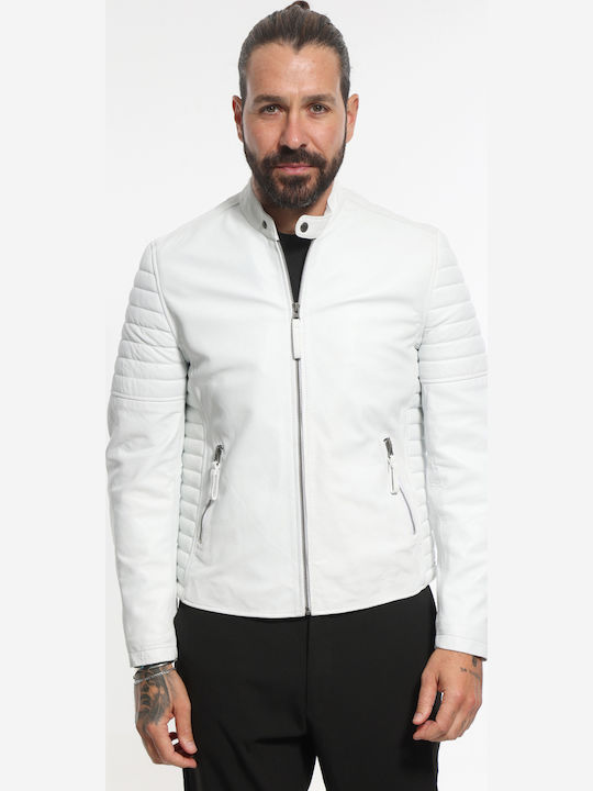 Leather Jacket Biker White