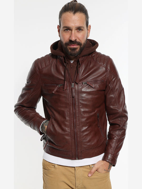 Newton Leather Δερμάτινο Μπουφάν Μπορντό, Reddi...