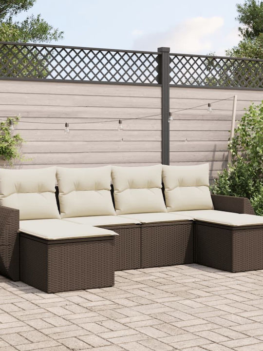 Corner Sofa Outdoor Rattan with Cushions 55x55x...