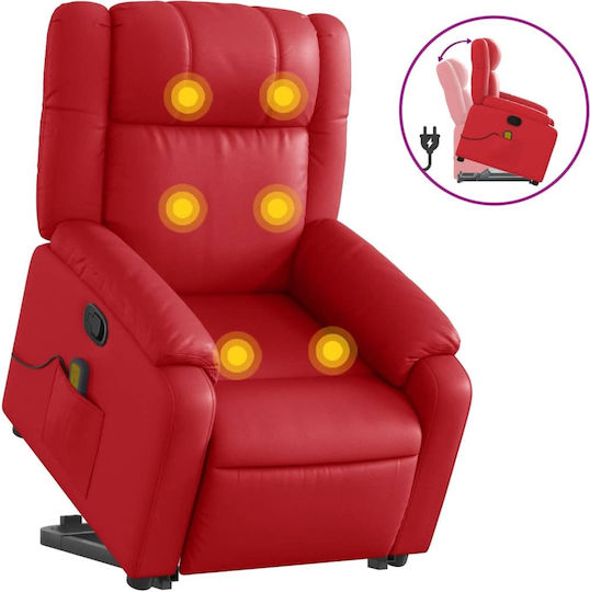 Relax Armchair Massage with Footstool from Leatherette Red 77x95x99cm