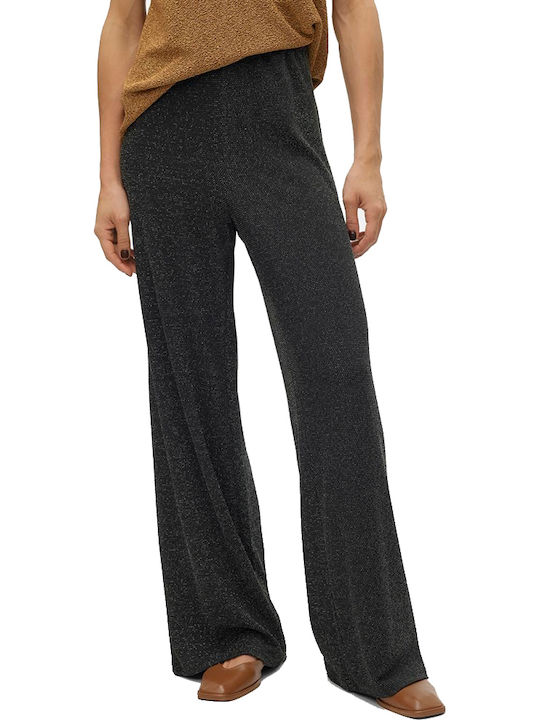 Damen Stoff Hose in Weiter Linie Black/Silver