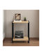 Bedside Table Gina Wooden with Metal Legs Sapphire Oak - Black 39x30x48cm