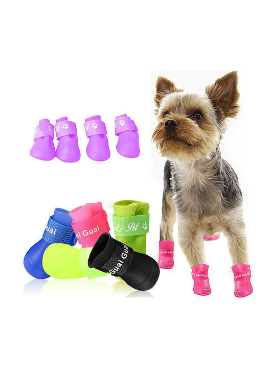 Nunbell Dog Waterproof Shoes XL Mixed Colours 4 Pieces for Dogs Up to 8kg