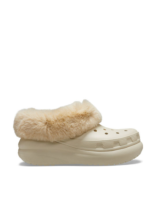 Crocs Furever Crush Женски Сандали с Козина Бежови
