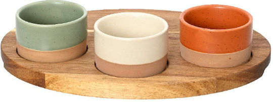 Kaemingk Wooden Dessert Divided Serving Plate with 3 Slots Multicolour 18.5x25.5x6cm