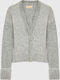 Short Women's Cardigan with Buttons Grey
