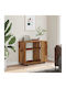 Rectangular Side Table Wooden with Wheels Brown M70xW35xH55cm
