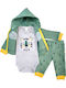 Poulain Set Body pentru Bebeluși Mânecă lungă cu Pantaloni Green 3buc