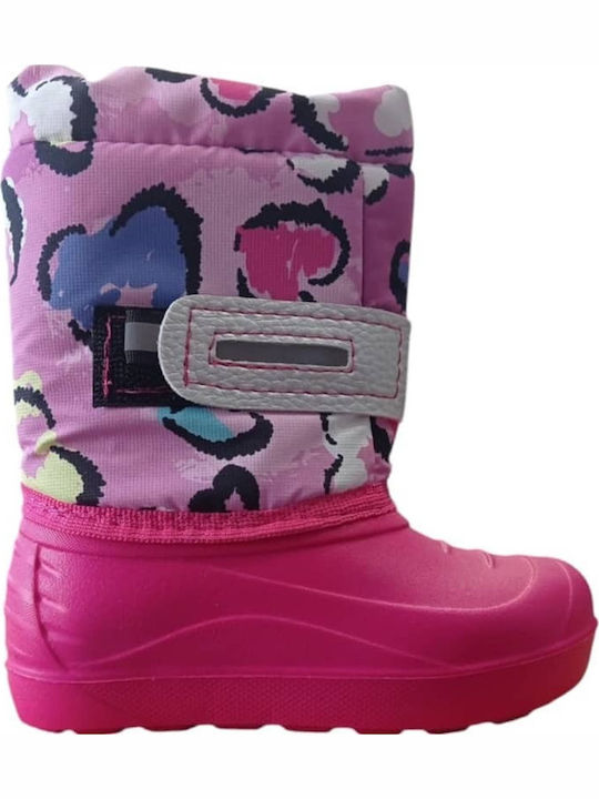 Cizme de cauciuc pentru copii cu captuseala interna Fuchsia