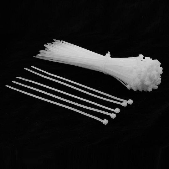 Pack of 100pcs White Plastic Cable Ties 500x5.2mm